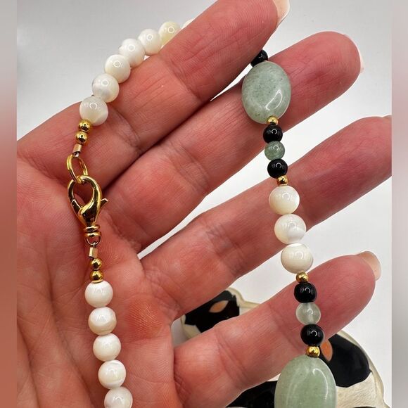 RARE Vintage 16" Lee Sands Panda with Mother of Pearl, Onyx/Jadeite necklace! - Picture 3 of 15